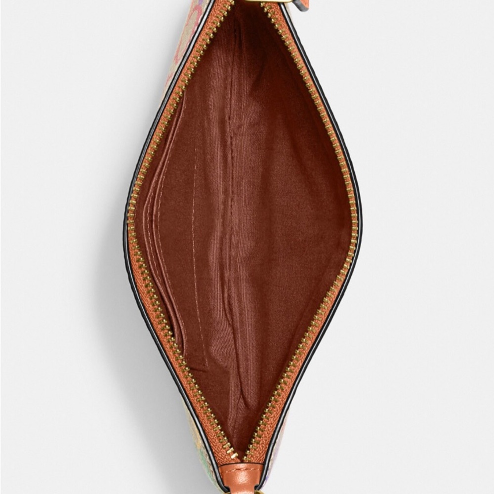🌈 Coach Small Wristlet In Rainbow Signature Canvas - Brass/Tan Natural Multi - Picture 6 of 10